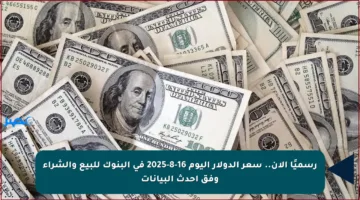 رسميًا الآن.. سعر الدولار اليوم 16-8-2025 في البنوك للبيع والشراء وفق أحدث البيانات